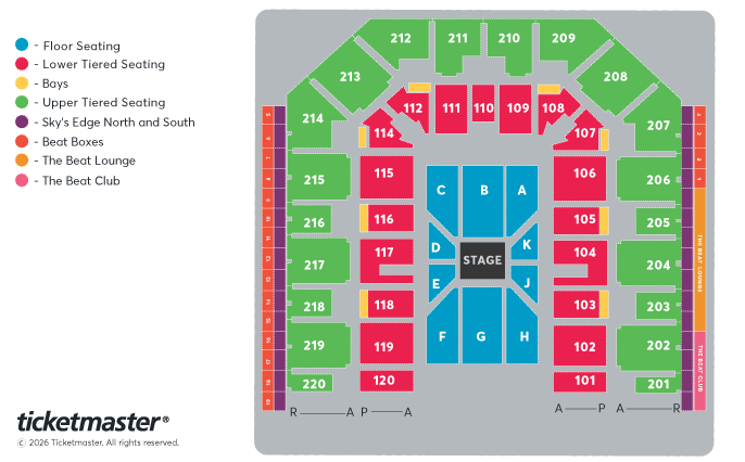 N-Dubz: The Legacy Tour Seating Plan at Utilita Arena Sheffield