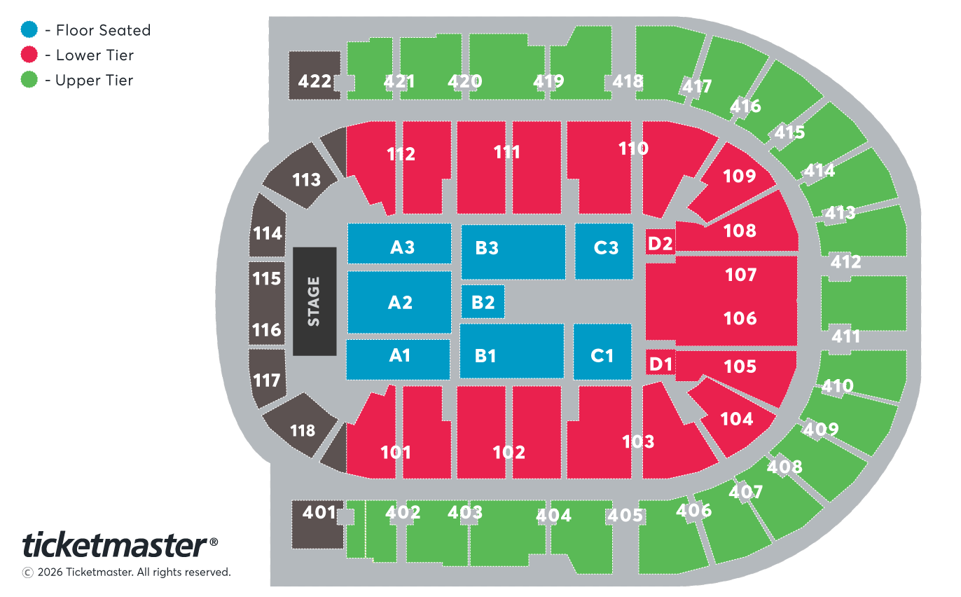 James Blunt Seating Plan at The O2 Arena