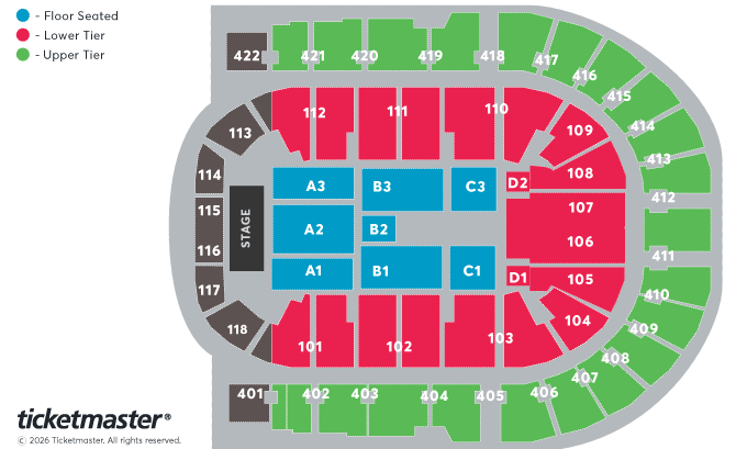 James Blunt Seating Plan at The O2 Arena