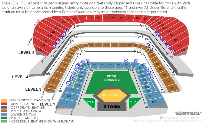 Westlife Seating Plan at Aviva Stadium