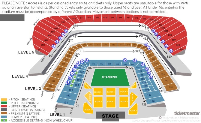 Eagles Seating Plan at Aviva Stadium