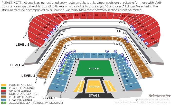 Harry Styles: Love On Tour Seating Plan at Aviva Stadium