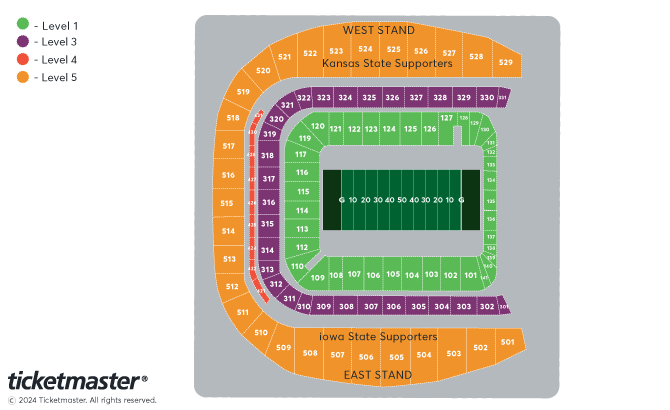 Aer Lingus College Football Classic 2025 - Kansas State v Iowa State Seating Plan at Aviva Stadium