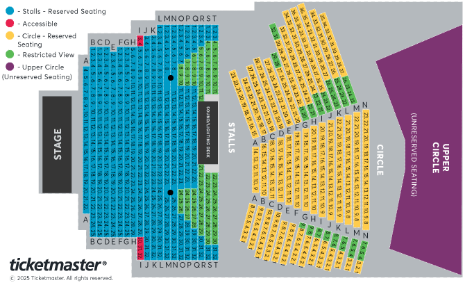 Venue seating chart for Dancing At Lughnasa for reference only