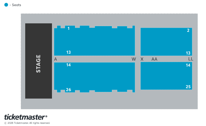 Venue seating chart for Joe Jackson for reference only