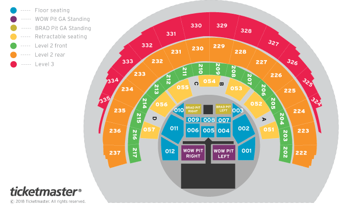 The Vamps Seating Plan at OVO Hydro