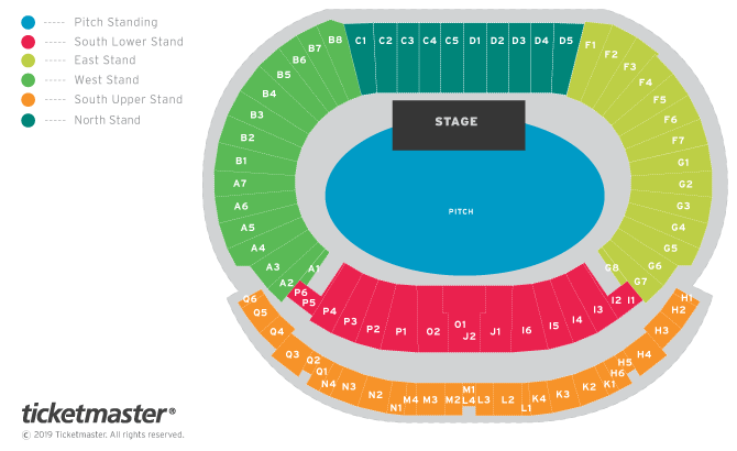 Liam Gallagher Seating Plan at Hampden Park