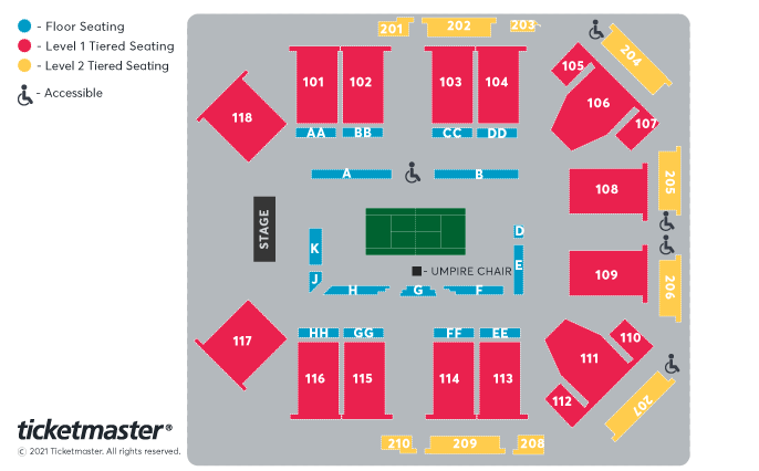 Battle Of The Brits: Scotland V England - Live Tennis Seating Plan at P&J Live Arena
