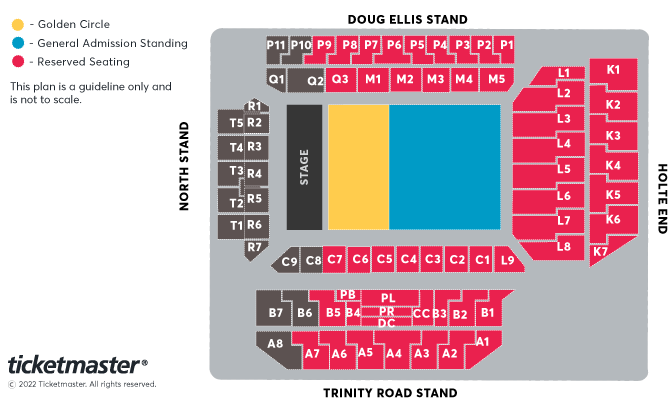 P!NK Seating Plan at Villa Park