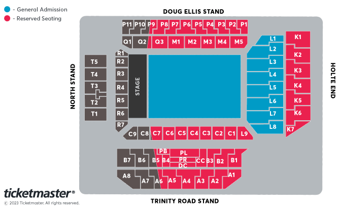 Foo Fighters - EVERYTHING OR NOTHING AT ALL UK TOUR Seating Plan at Villa Park