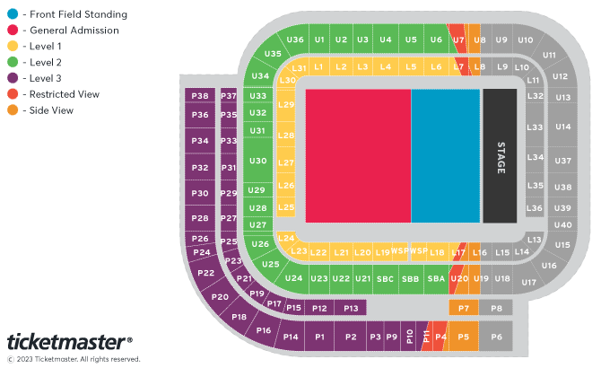 Bruce Springsteen and The E Street Band 2024 World Tour Seating Plan at Sunderland Stadium Of Light
