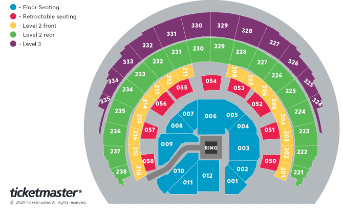 WWE FRIDAY NIGHT SMACKDOWN Seating Plan at OVO Hydro