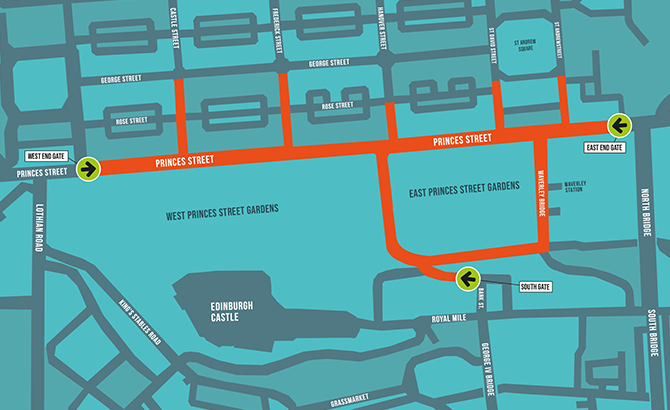 Venue seating chart for Edinburgh Hogmanay for reference only