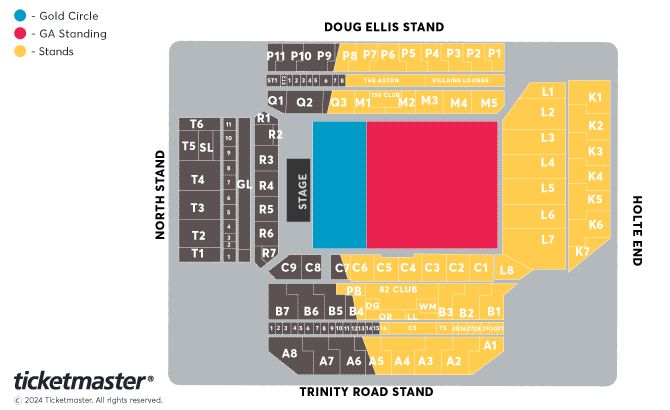 Back to the Beginning Seating Plan at Villa Park