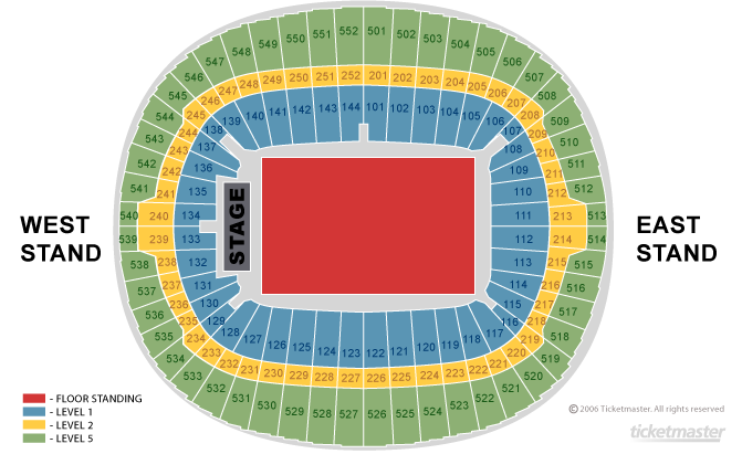 Coldplay: Music of the Spheres World Tour Seating Plan at Wembley Stadium