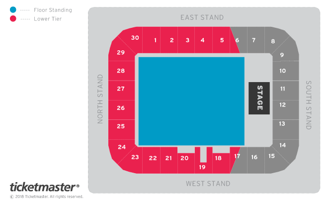 Take That Seating Plan at Stadium MK