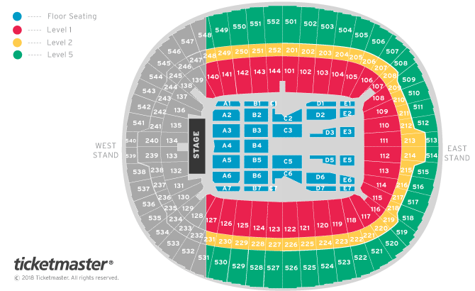 Fleetwood Mac Seating Plan at Wembley Stadium