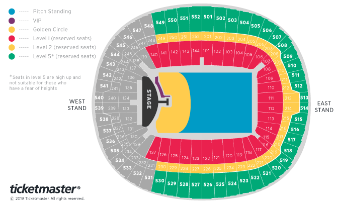 Bon Jovi - This House Is Not For Sale - Hospitality Packages Seating Plan at Wembley Stadium