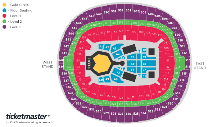 Westlife Seating Plan at Wembley Stadium