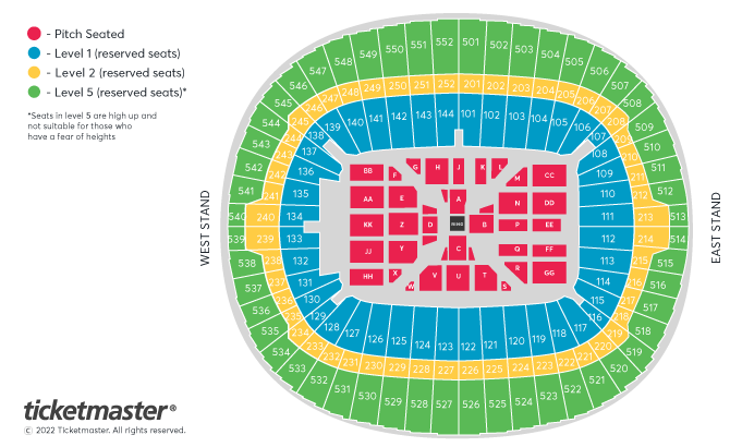 Fury v Whyte Seating Plan at Wembley Stadium