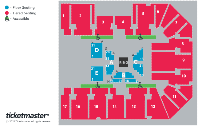 Boxxer Fight Night - Birmingham Seating Plan at Resorts World Arena