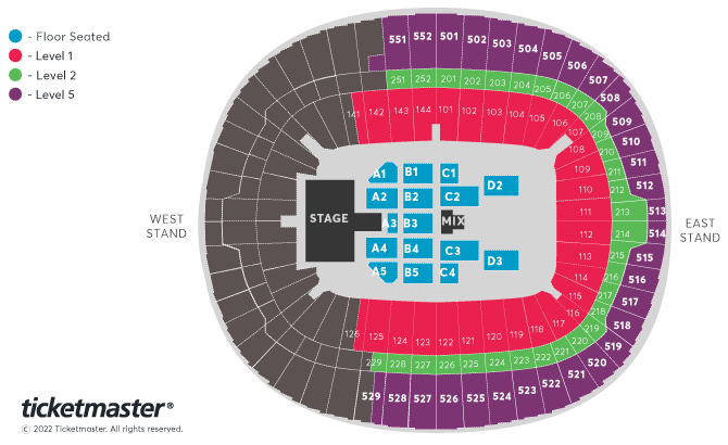 Def Leppard & Mötley Crüe: The World Tour Seating Plan at Wembley Stadium