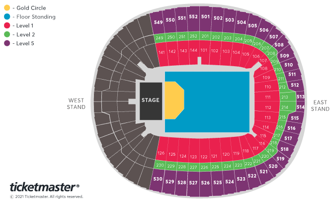 Blur Seating Plan at Wembley Stadium