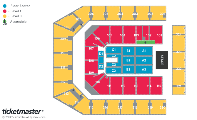 Barry Manilow Seating Plan at Co-op Live