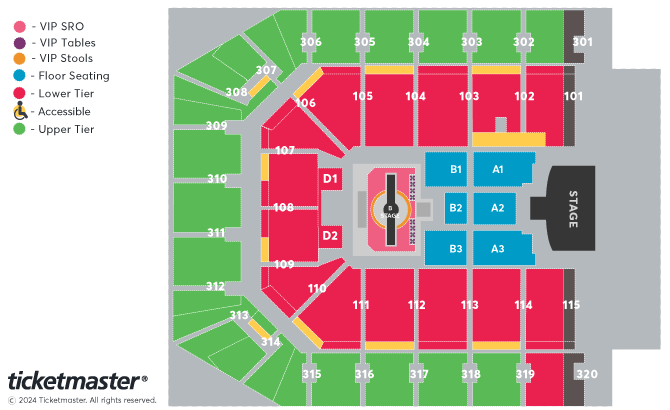 Justin Timberlake - The Forget Tomorrow World Tour Seating Plan at Co-op Live