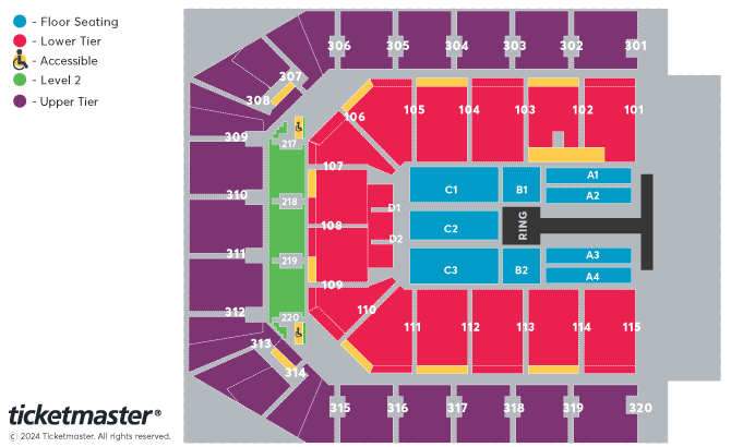 WWE Live Seating Plan at Co-op Live