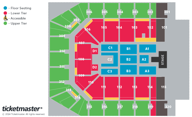 Olly Murs Seating Plan at Co-op Live