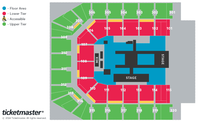 MTV Ema Seating Plan at Co-op Live