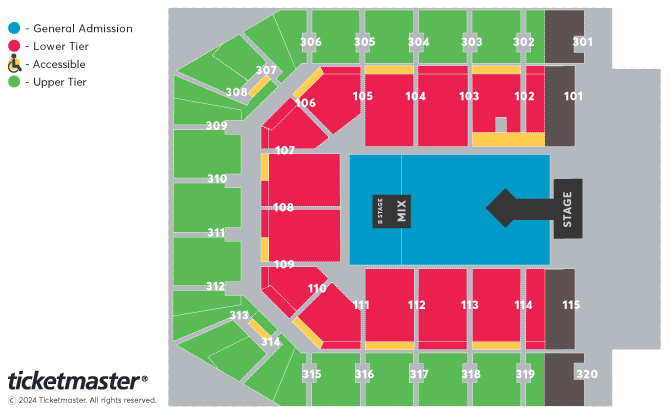 Robbie Williams Seating Plan at Co-op Live