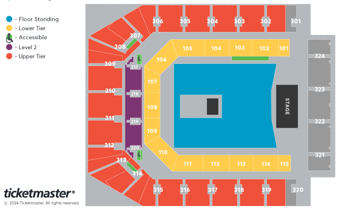 OneRepublic Seating Plan at Co-op Live