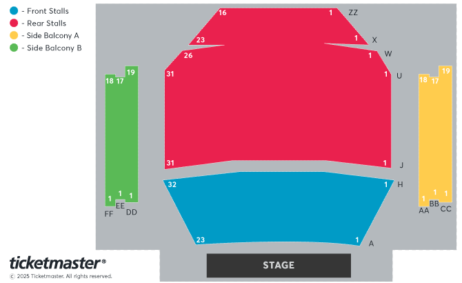 Venue seating chart for The Amy Winehouse Band for reference only
