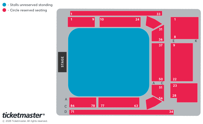 Venue seating chart for Fatboy Slim for reference only