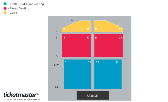 Venue seating chart for Ben Fogle for reference only