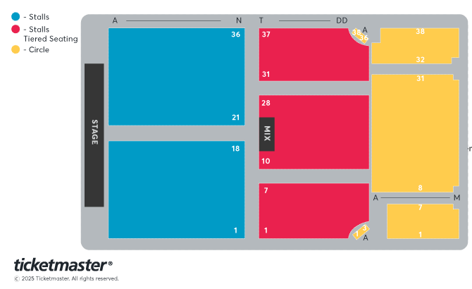 Venue seating chart for Hothouse Flowers for reference only