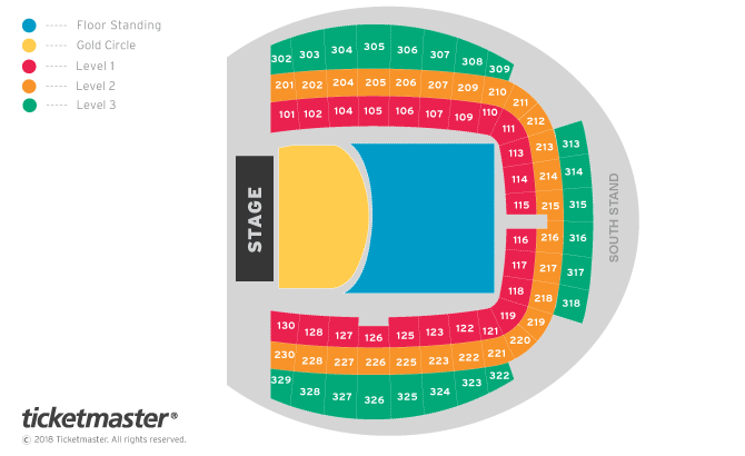 Metallica - Worldwired Tour 2019 Seating Plan at Etihad Stadium Manchester