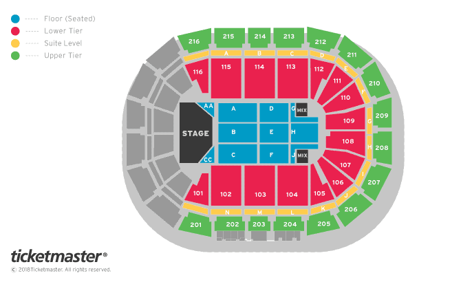 Take That Seating Plan at Manchester Arena