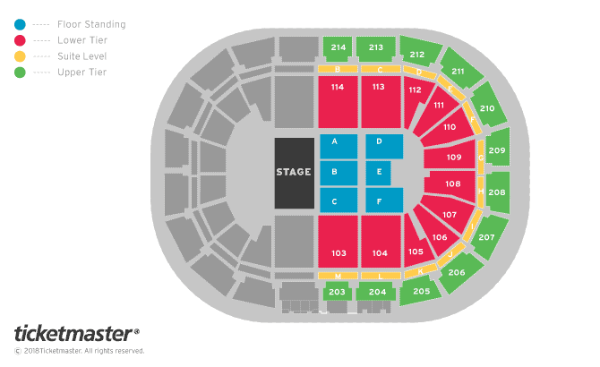 Blue Seating Plan at Manchester Arena