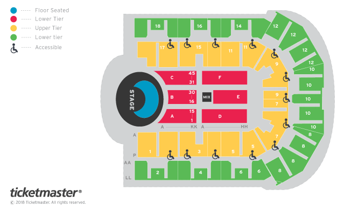 Olly Murs Seating Plan at M&S Bank Arena