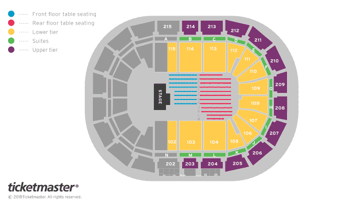 2022 Cazoo Premier League Darts Seating Plan at Manchester Arena