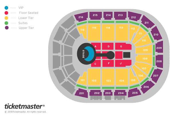 Michael Buble - Prime View Seating Plan at Manchester Arena