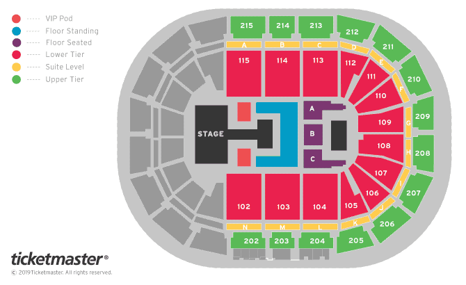BLACKPINK 2019 WORLD TOUR with KIA Manchester - PRIME VIEW Seating Plan at Manchester Arena