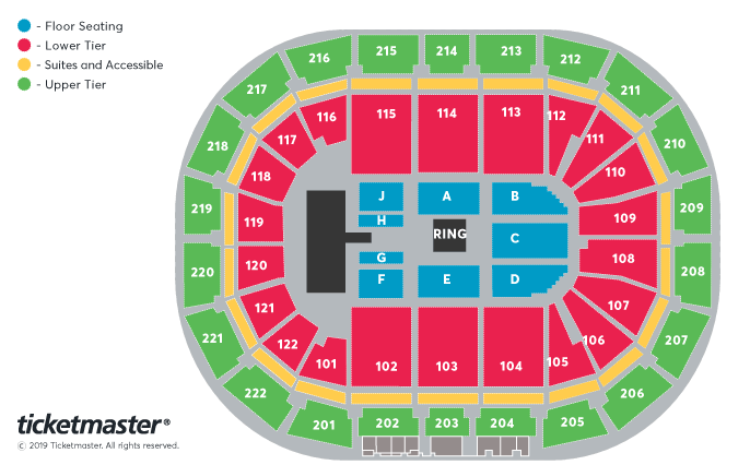 WWE Smackdown Live Seating Plan at Manchester Arena