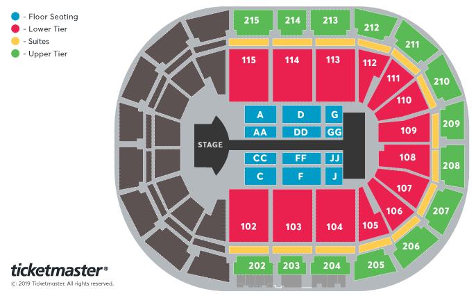 Jonas Brothers Seating Plan at Manchester Arena