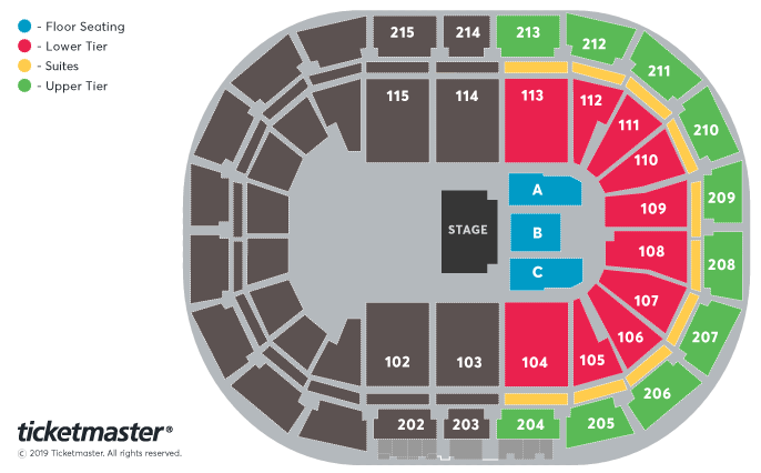 Four Tops and Temptations Seating Plan at Manchester Arena