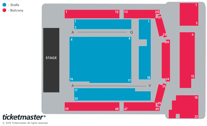 Venue seating chart for Russell Kane for reference only