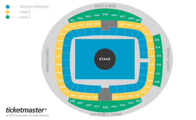 Ed Sheeran + - = ÷ x Tour Seating Plan at Etihad Stadium Manchester